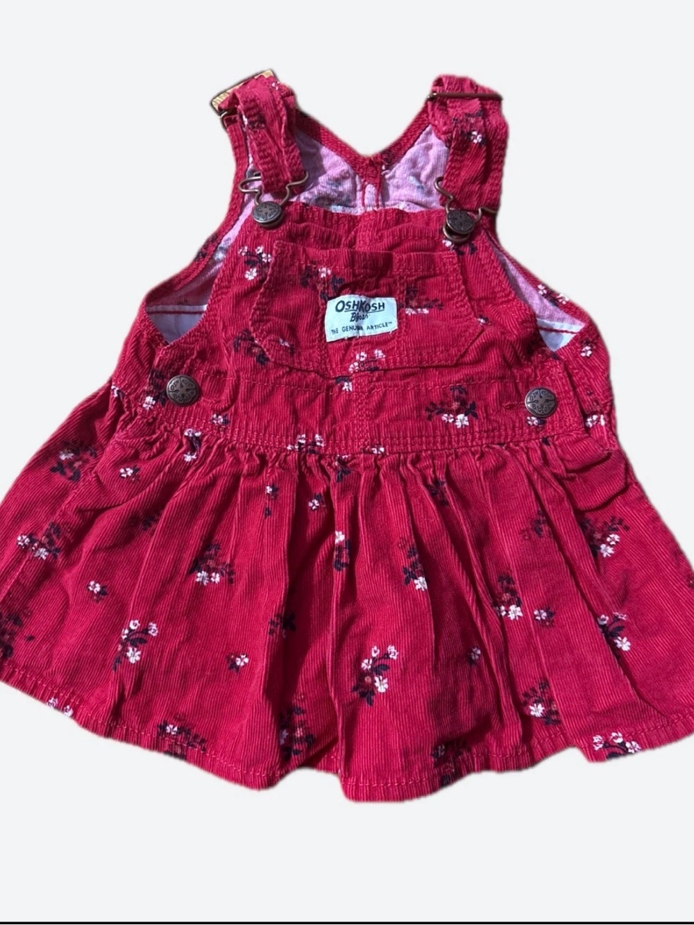 OshKosh B'gosh Rose Red Floral Corduroy Overall Dress
